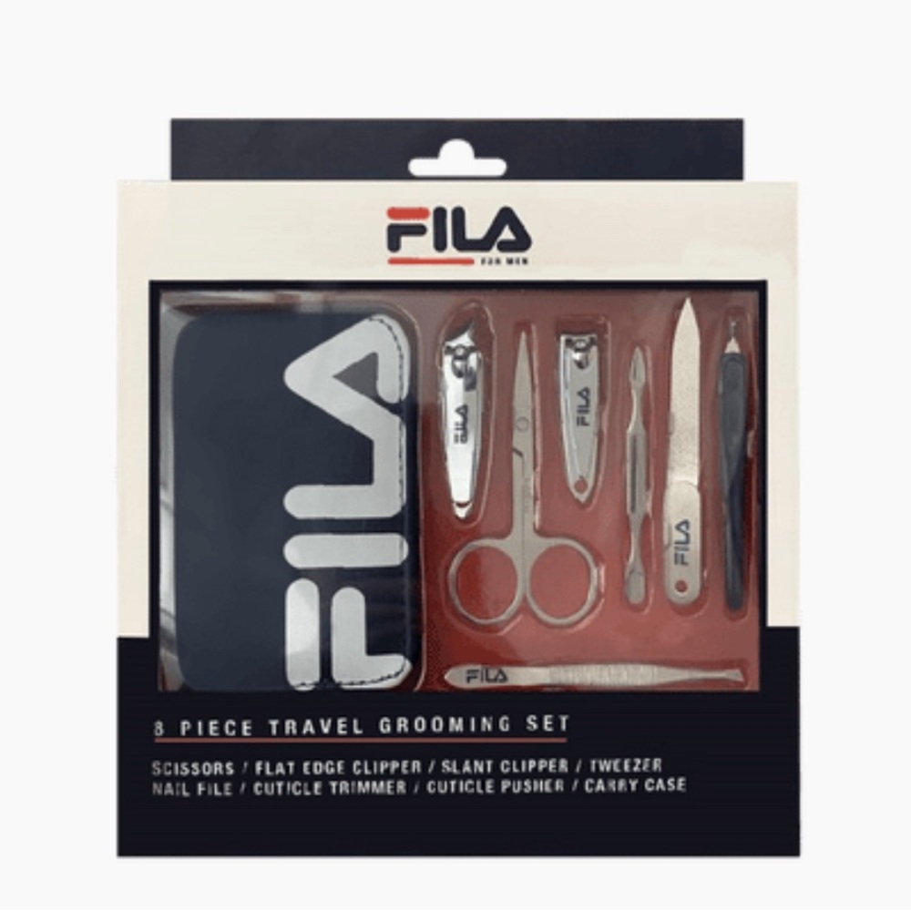 Fila 8-Piece Travel Grooming Kit NIB Toiletry Set Organizer Case - Picture 2 of 16